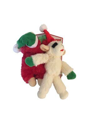 Lamb Chop Holiday 6 1/2" Red Lamb Green Hat Cream Lamb Red Hat Set of 2